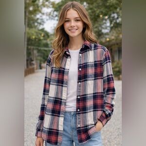 GAP Teen Plaid Shirt in Pink and Navy